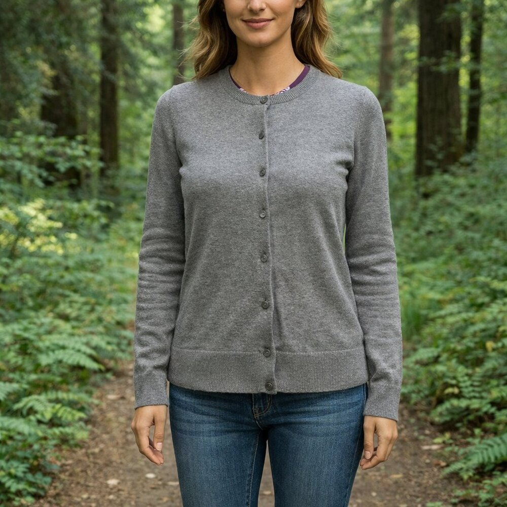 Merona Button-Front Knit Cardigan Sweater Gray XXL